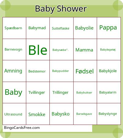 Baby Shower Bingokort Gratis Pdf Udskrivbart spil, Title: Baby Shower